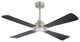 56" 4-Blade Solid Wood Ceiling Fan with LED Light and Remote Control, Brushed Nickel/Black