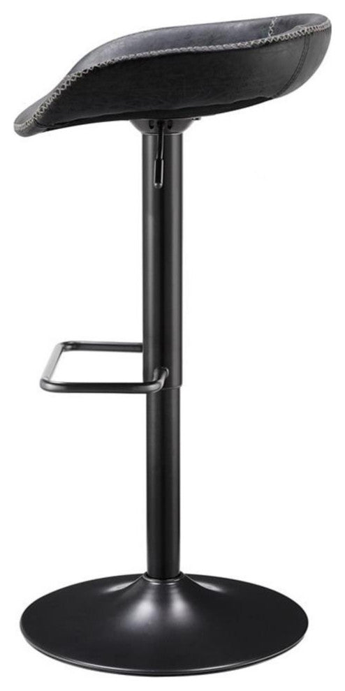 Pemberly Row 31.5" PU Leather Gaslift Bar Stool in Black (Set of 2)