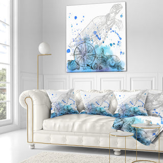 Marine Creatures Illustration Animal Throw Pillow, 16"x16"