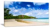 "Seychelles Tranquil Tropical Beach" Modern Seascape Canvas Artwork, 32"x16"