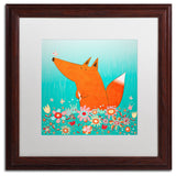 'Fox in Flowers' Matted Framed Canvas Art by Carla Martell
