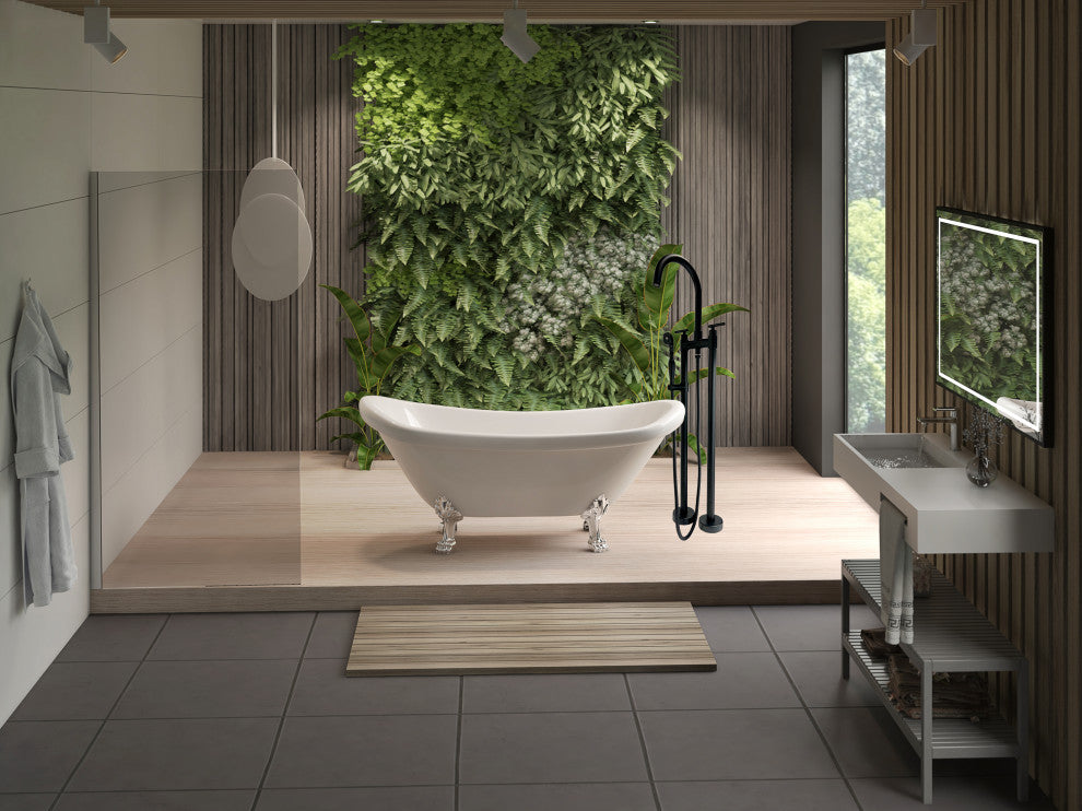 CastelloUSA Saturn Double Handle Clawfoot Tub Filler Faucet, Matte Black, Breeze Handle