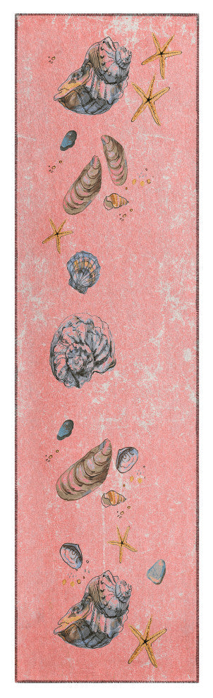Indoor/Outdoor Seabreeze SZ9 Salmon Machine Washable 2'3" x 7'6" Runner Rug
