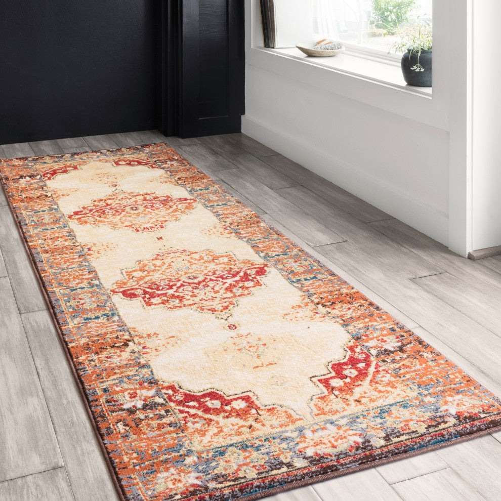 Isadora Rug, Ant. Ivory and Sunset, 2'7"x8'