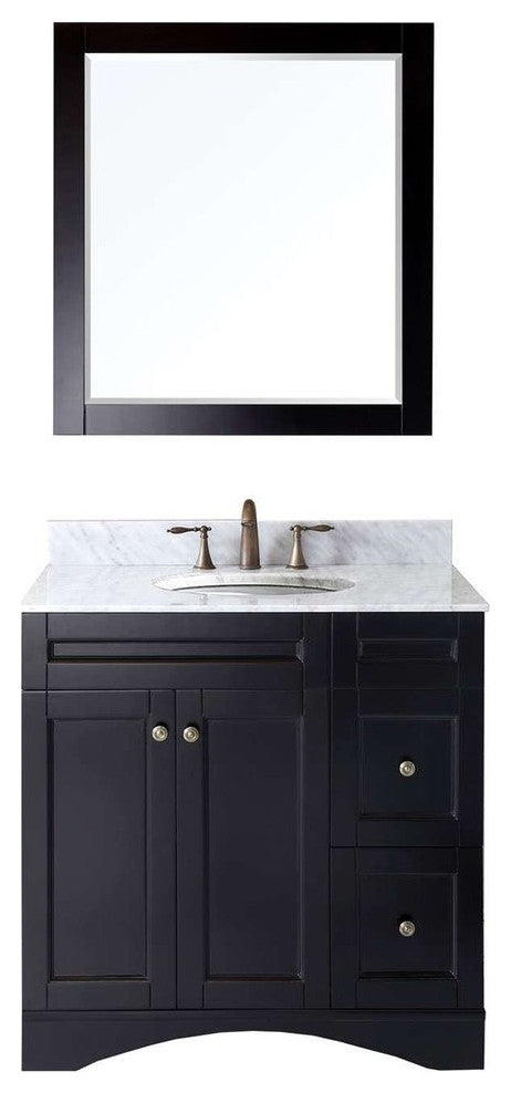 Elise 36" Single Bathroom Vanity, Espresso, Round Sink, Mirror Included