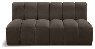 Arc Boucle Fabric Upholstered 2-Pc. Modular Sofa, Brown