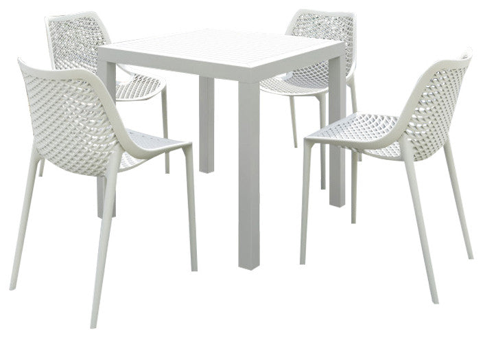 Air Square Dining Set With 4 Chairs White