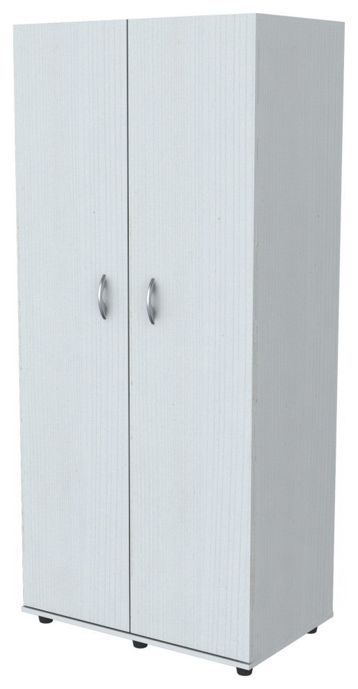 HomeRoots White Finish Wood Wardrobe with Two Doors