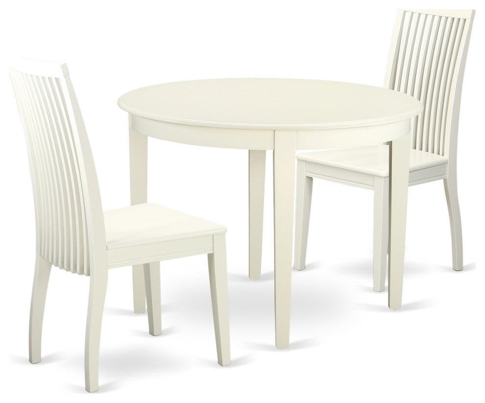 3 Pc Kitchen Table Set, Dining Table And 2 Faux Leather Kitchen Chairs In White