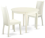 3 Pc Kitchen Table Set, Dining Table And 2 Faux Leather Kitchen Chairs In White