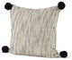 Beige and Midnight Pom Pom Square Accent Pillow Cover