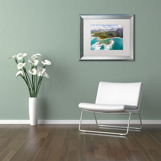 Pierre Leclerc 'Kauai's Tunnels Beach' Matted Art, Silver Frame, White, 14x11