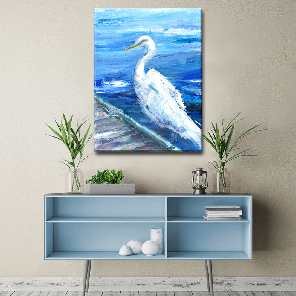 Heron on Deck' Ready2HangArt Canvas by Leslie Owens, 20"x30"