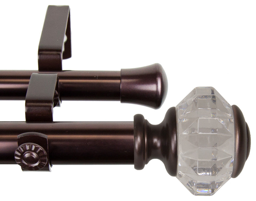 Lyla 1"D Double Curtain Rod, Bronze, 120-170"
