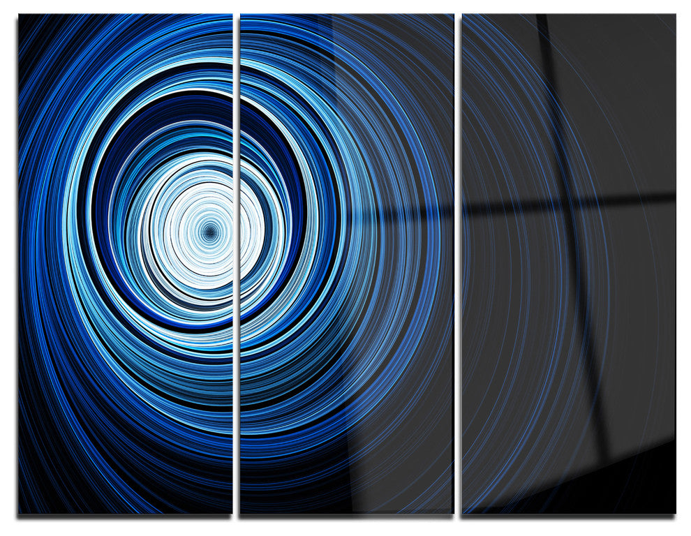 "Endless Tunnel Light Blue Ripples" Digital Metal Wall Art, 3 Panels, 36"x28"