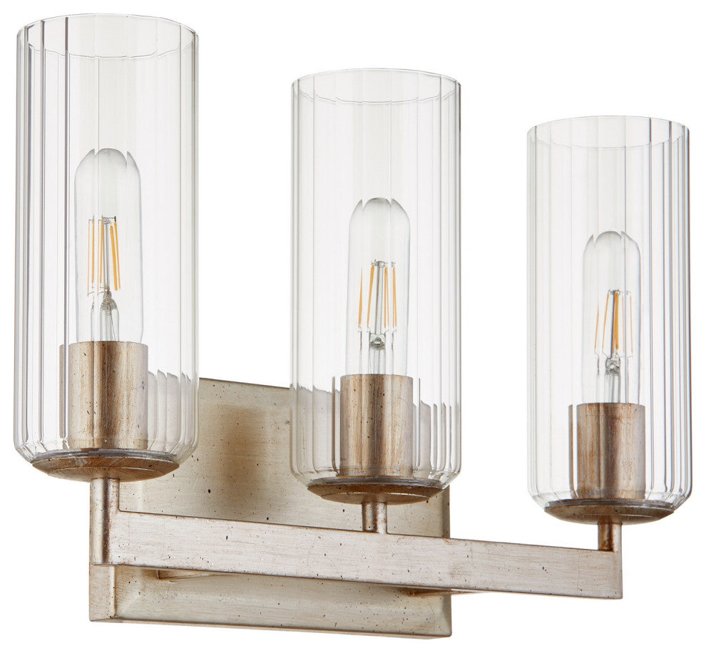 Quorum 574-3-60 3-Light Vanity Light, Aged Silver Leaf