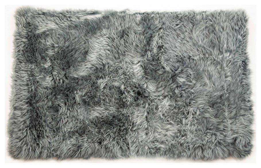3' x 5' Gray Natural Rectangular Sheepskin Area Rug