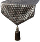 Decorative Table Runner Silver Satin 14"x90", Foil Beehive Tassels, Hive Wave