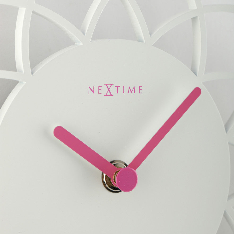 Dreamcatcher Wall Clock, Wood and Metal, White and Pink, Battery Operated