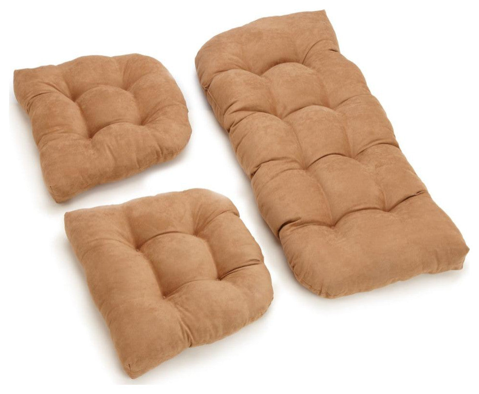 U-Shaped Microsuede Tufted Settee Cushion Set (Set of 3)