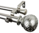 Plaid 1" Double Curtain Rod, Black, Satin Nickel, 120"-170"