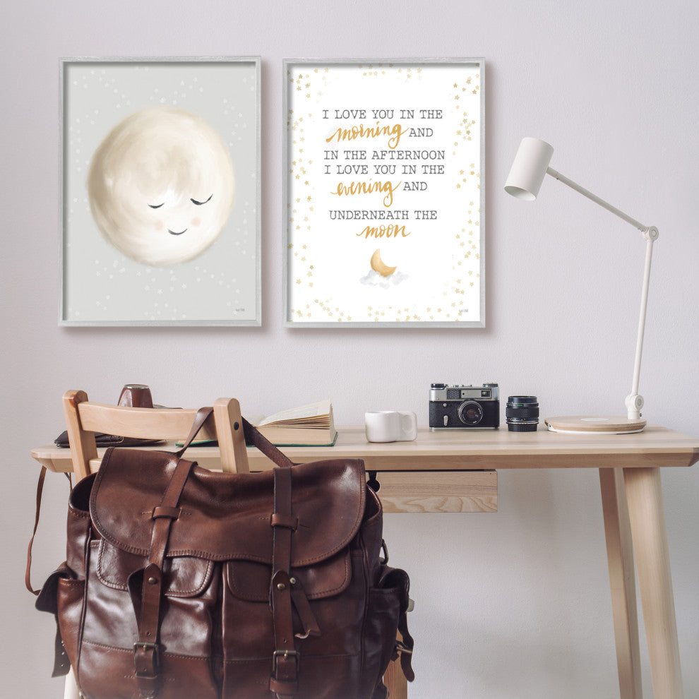 Adorable I Love You Moon Quote Illustration, 2pc, each 24 x 30