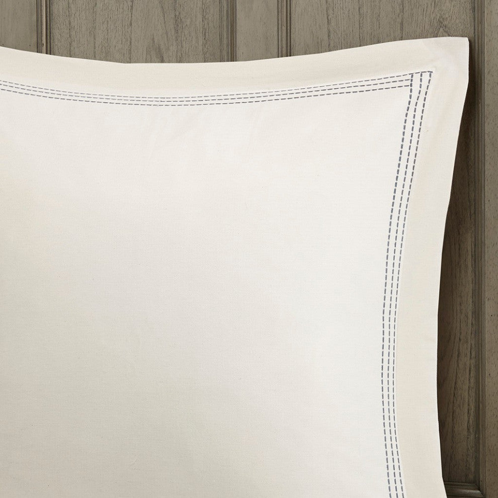 Madison Park Farmhouse Comforter Duvet Cover Set With Insert, Blue, Blue, Queen