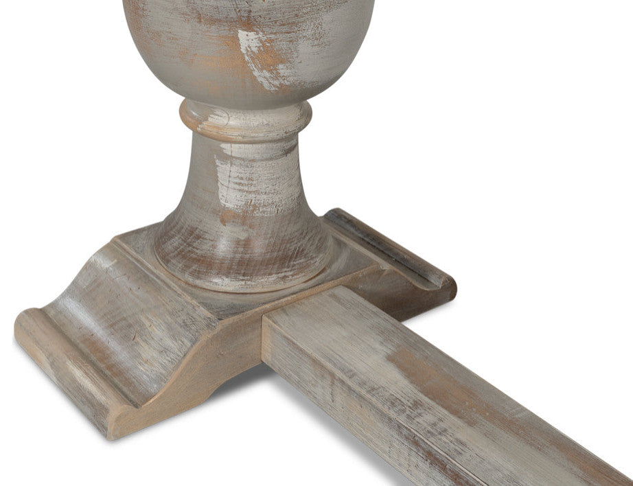 Double Pedestal Console Table Distressed White Solid Wood