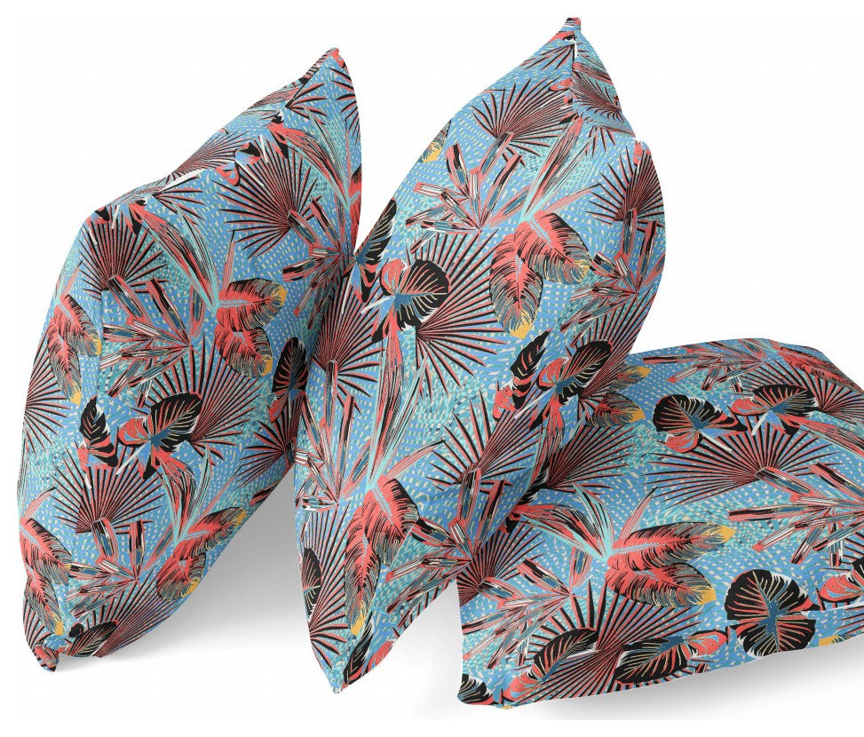 16" Coral Blue Tropical Indoor Outdoor Throw Pillow