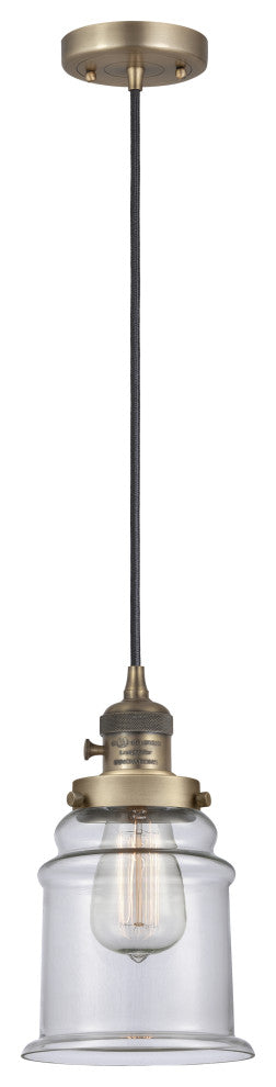 Innovations 201CSW-BB-G182 Canton 1 Light Mini Pendant, Switch, Brushed Brass