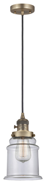 Innovations 201CSW-BB-G182 Canton 1 Light Mini Pendant, Switch, Brushed Brass