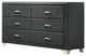 Benzara BM280339 60" Velvet Dresser, Modern Glam, 6 Drawer, Nailhead, Gray