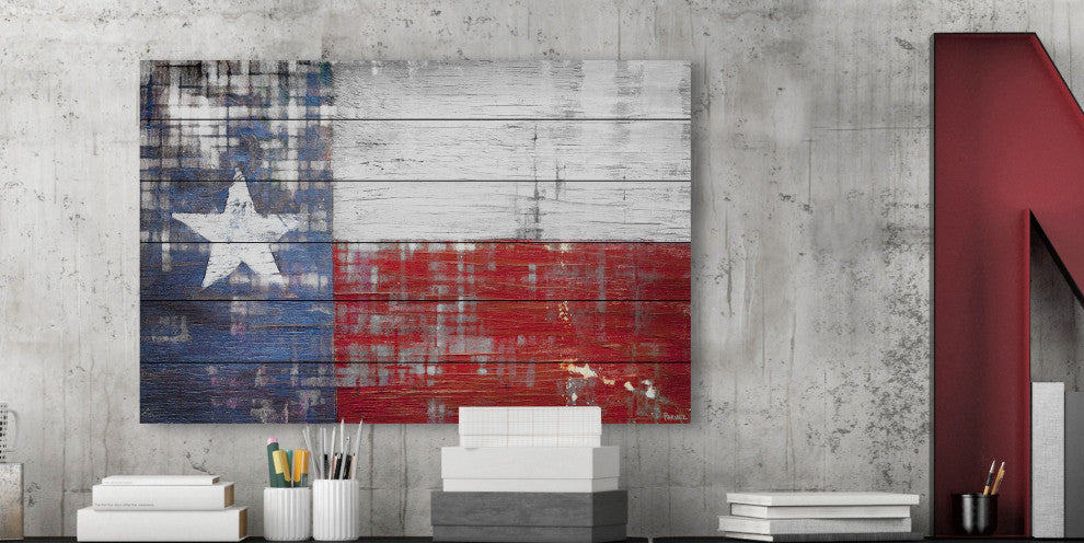 "Texas" Painting Print on White Wood, 36"x24"
