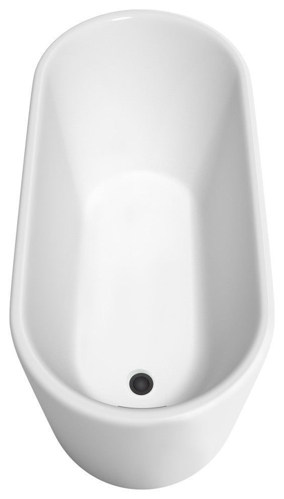 Ursula 59" Freestanding White Bathtub, Matte Black Drain and Overflow Trim