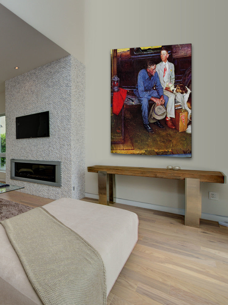 "Breaking Home Ties" Painting Print on Canvas by Norman Rockwell