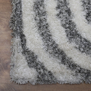 HAND TUFTED SHAG POLYESTER ECO-FRIENDLY AREA RUGS -  Gray&White Color, Geometric