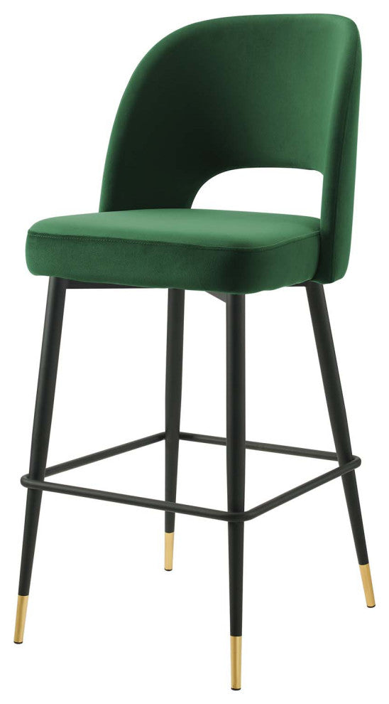 Bar Stool Chair Barstool, Velvet, Metal, Green, Bar Pub Cafe Bistro Restaurant