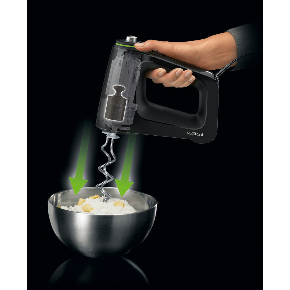 MultiMix 5 Hand Mixer, Black With MultiWhisks and Dough Hooks, 350-Watts