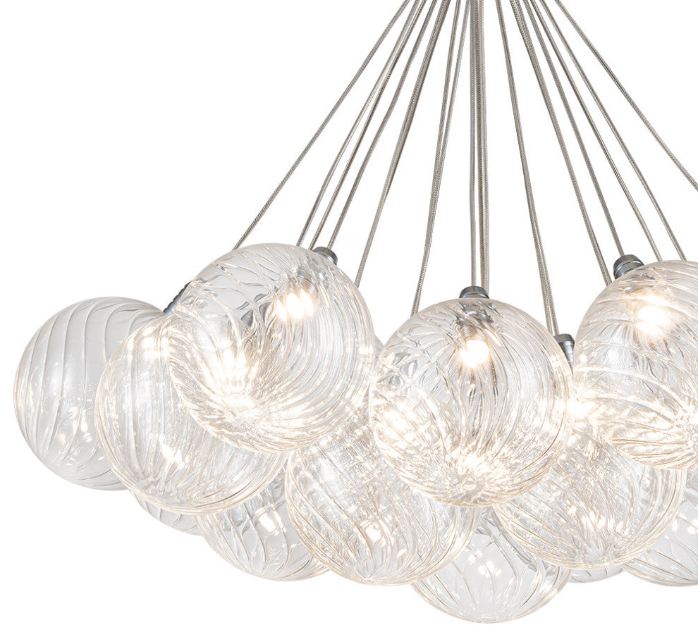 19-Light Modern LED Glass Cluster Bubble Chandelier