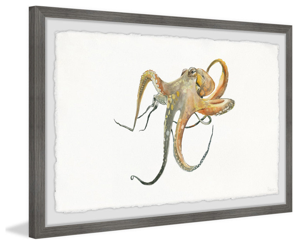 "Lazy Octopus" Framed Painting Print, 12"x8"
