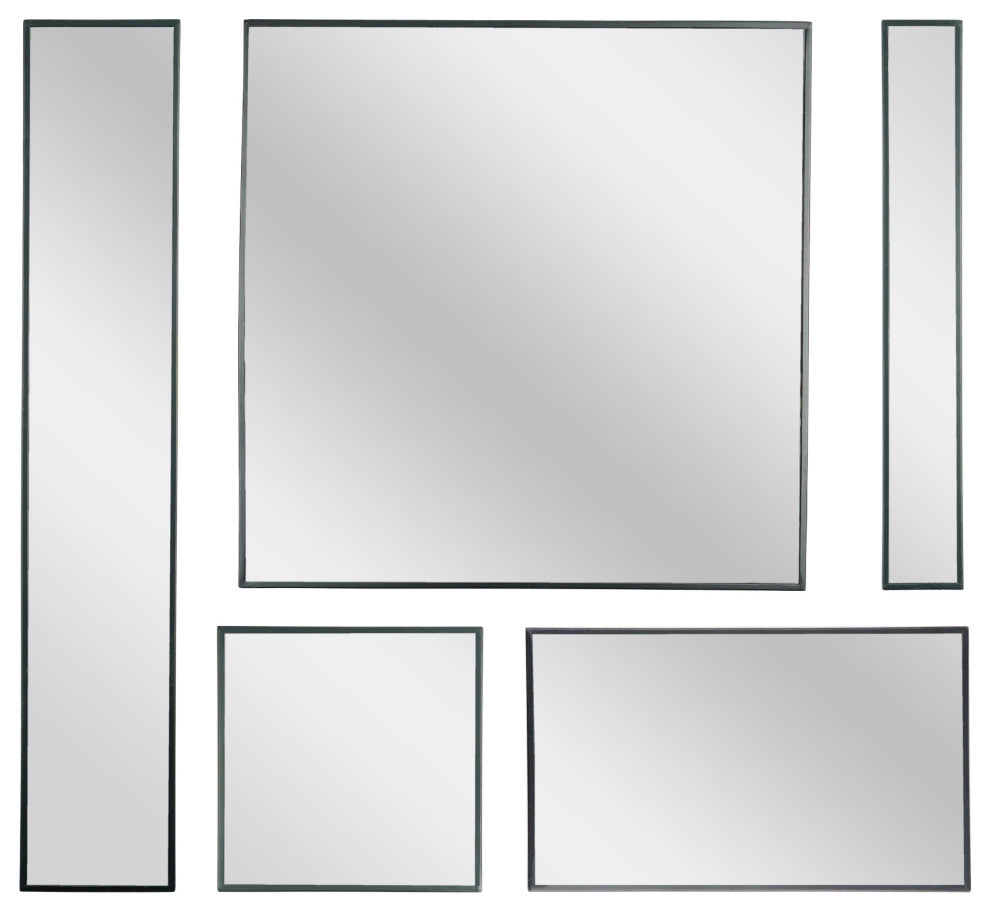 Black Metal Framed 5 Piece Accent Mirror Variety Set
