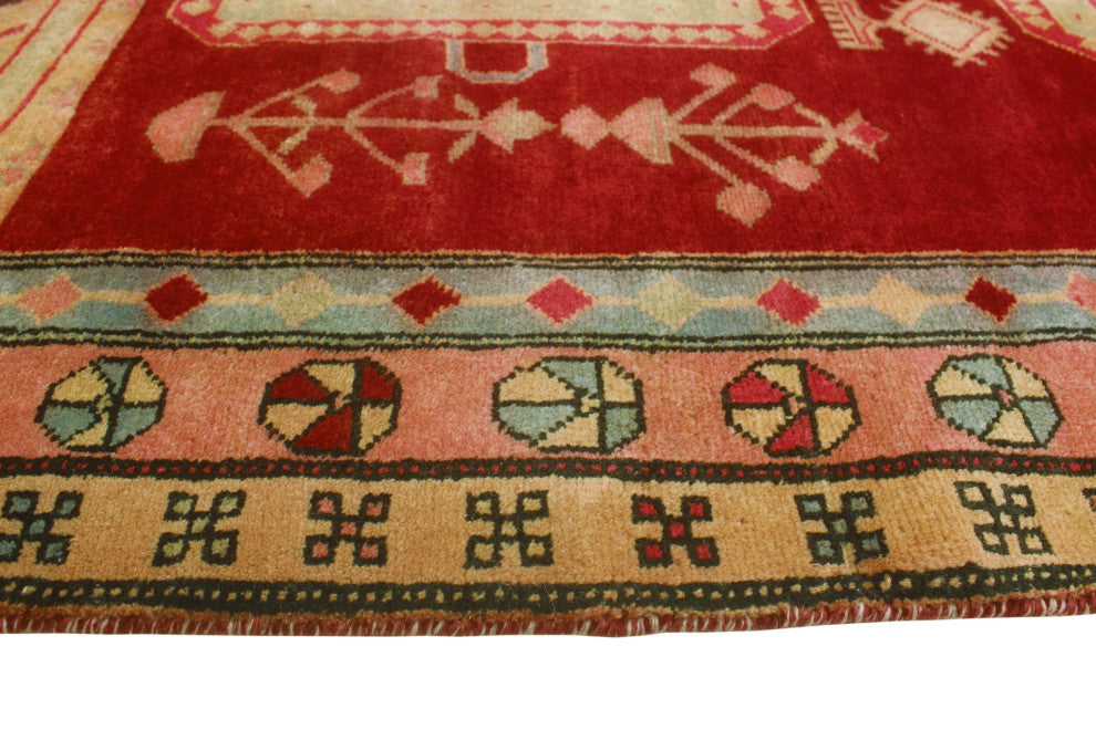 Fine Vintage Distressed Dadbeh Red/Orange Runner, 4'11x10'4