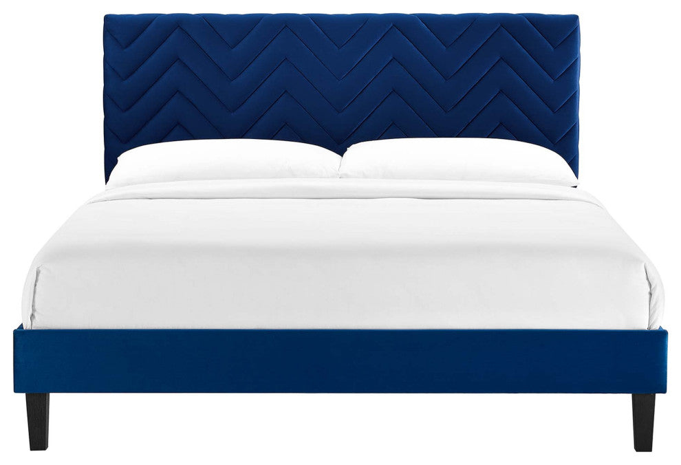 Leah Chevron Tufted Performance Velvet Queen Platform Bed