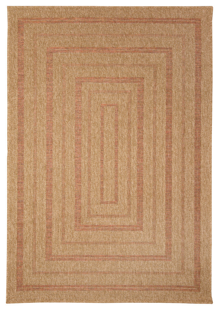 Sahara Multi Border Indoor/Outdoor Rug Terracotta 1'11"x7'6"