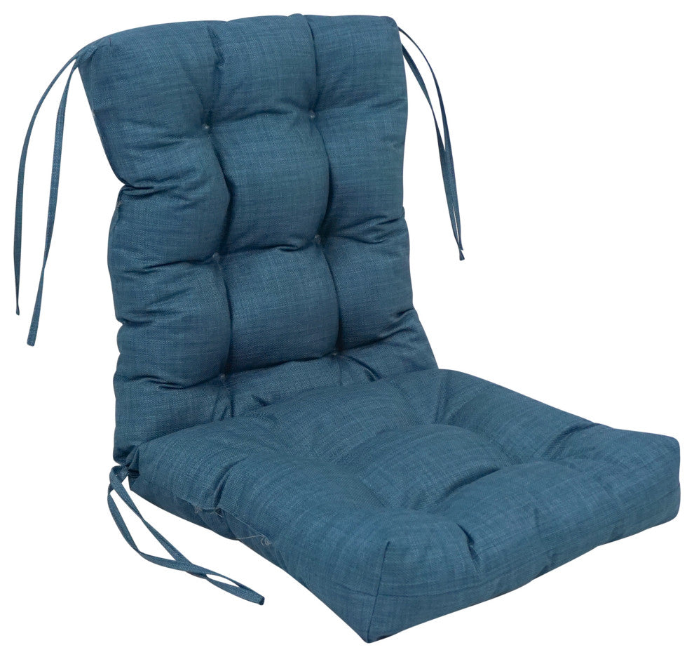 18"x38" Solid Microsuede Tufted Chair Cushion, Sea Blue