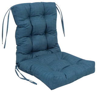 18"x38" Solid Microsuede Tufted Chair Cushion, Sea Blue