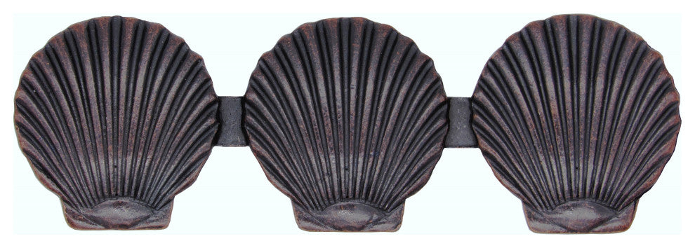 Triple Scallop Seashell Cabinet Pull, Oil Rubbed Bronze