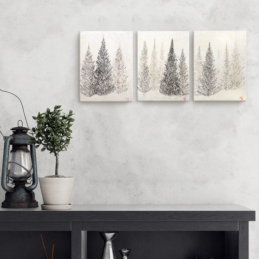 Monoscape XXVIII' 3 Piece Wrapped Canvas Wall Art Set by Karen Biery, 16"x12"