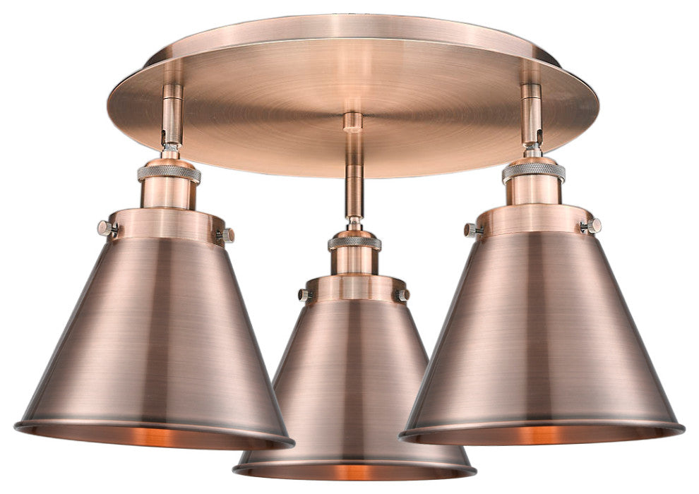 Ballston Urban 3 19.75" Flush Mount Antique Copper