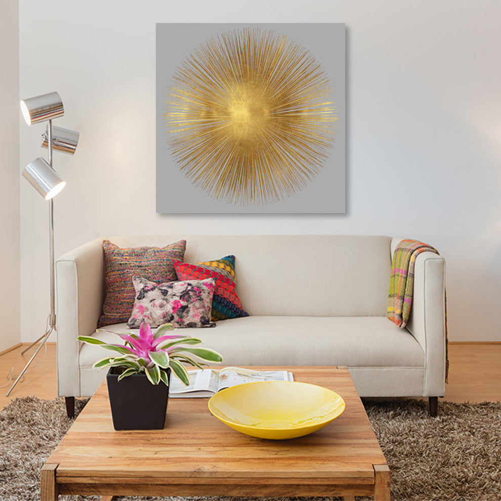 "Sunburst On Grey I" by Abby Young, Canvas Print, 26"x26"